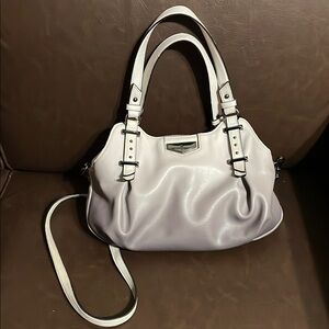 Cream Textured Shoulder Bag with Silver Hardware